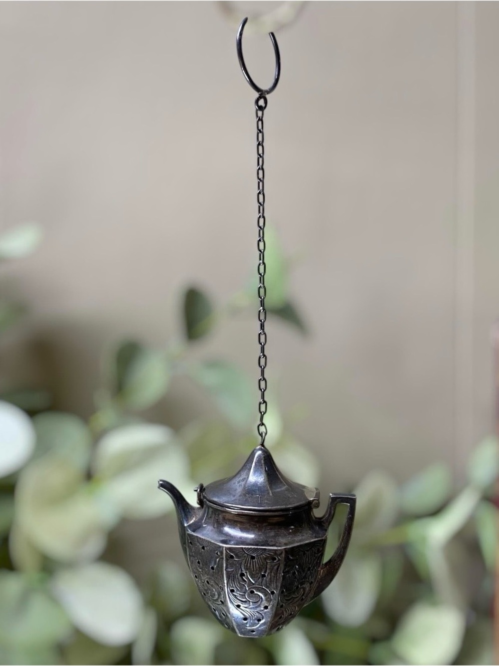 Antique Webster Sterling Silver Teapot Shaped Tea Ball Strainer 16.77g Infuser